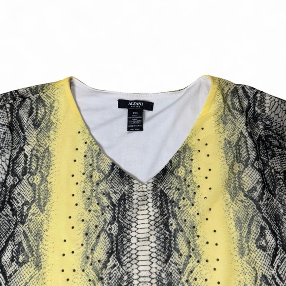 Alfani Petite Whimsigoth Snake Print Studded V-Neck Blouse PM Gothic Y2K Top - Picture 2 of 7
